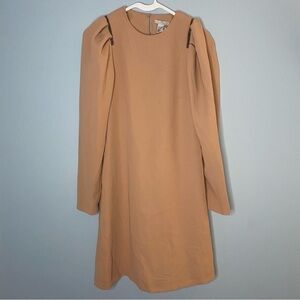 NEW H&M  MIDI Shift Dress Powder Pink Beading Detail Long Sleeve Size 4